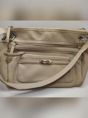 Rosetti Cream Pebbled Leather Shoulder Bag